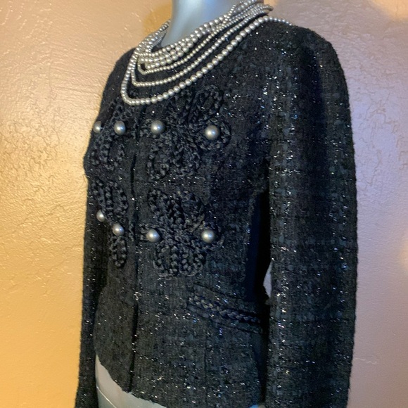 NWT Express Black Tweed Status Majorette Jacket.  Sz XS - Picture 6 of 7